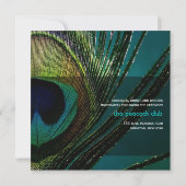 ピーコッカラフルクフェザー写真ボホチ結婚ックズ 招待状 (裏面)