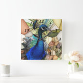 ピーコッカラフルクモザイク時計 スクエア壁時計 (ホーム)