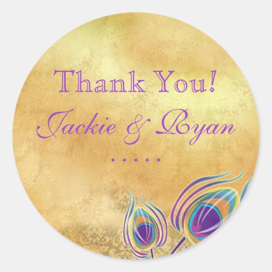 ピーコックありがとうVintage Gold Purple ラウンドシール