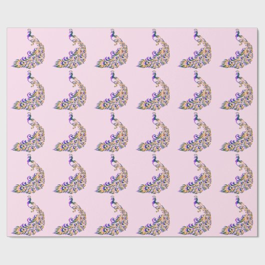 ピーコックかわいらしス ラッピングペーパー (フラット)