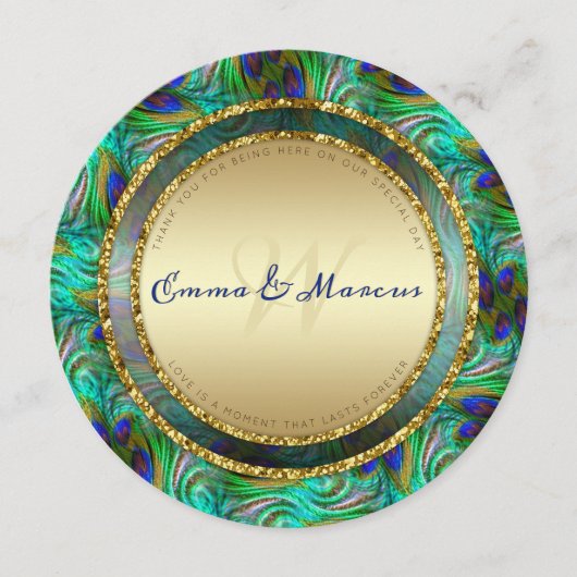 ピーコックが金ゴールドを結婚丸めてメニューカード メニュー (正面)