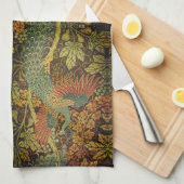 ピーコックとオークリーフのフローラビクトリアンジャカード キッチンタオル (四つ折り)