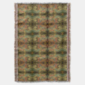 ピーコックとオークリーフのフローラビクトリアンジャカード スローブランケット (正面縦)