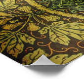 ピーコックとオークリーフのフローラビクトリアンジャカード ポスター (角)