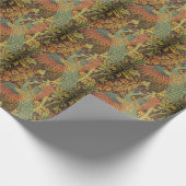 ピーコックとオークリーフのフローラビクトリアンジャカード ラッピングペーパー (角)