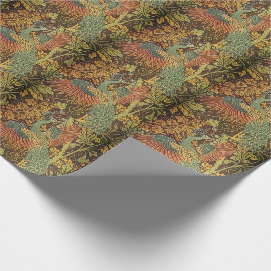 ピーコックとオークリーフのフローラビクトリアンジャカード ラッピングペーパー (角)