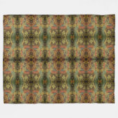 ピーコックとオークリーフのフローラビクトリアンジャカードThr フリースブランケット (正面(横))