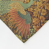 ピーコックとオークリーフのフローラビクトリアンジャカードThr フリースブランケット (角)