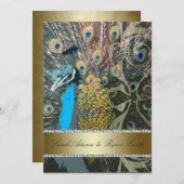 ピーコックと宝石リハーサルディナー招待状 招待状 (正面/裏面)