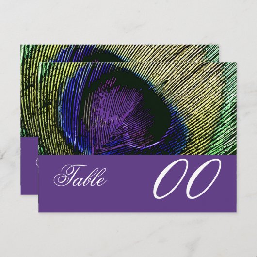ピーコックと紫のテーブル番号 ポストカード (正面/裏面)