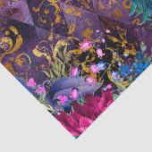 ピーコックと花が紫のデコパージュに 薄葉紙 (詳細)