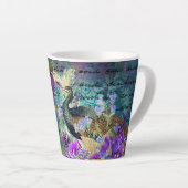 ピーコックと花 カフェラテマグ (右アングル)