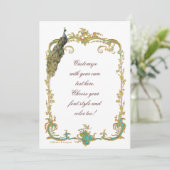 ピーコックと金ゴールドバロックのフレーム招待状カード 招待状 (スタンド正面)