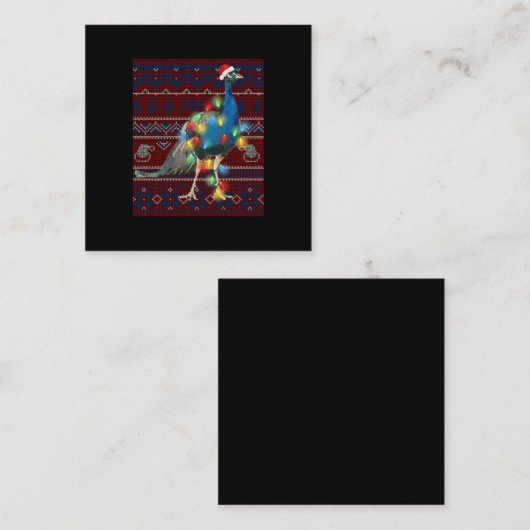 ピーコックのクリスマスライト醜いセーターの山羊愛好者 スクエア名刺 (正面/裏面)