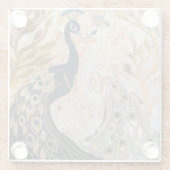 ピーコックのゴールドグリッター ラブ ブラッシュ ローズ ガラスコースター (裏面)