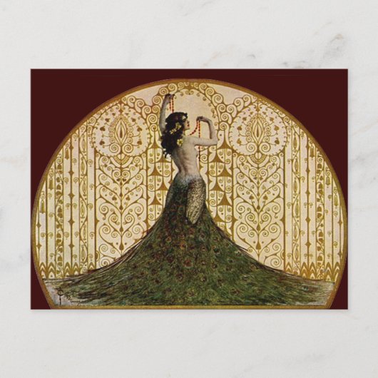 ピーコックのスカートの女性 ポストカード (正面)