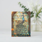 ピーコックのステンドグラス日付カードを保存 ポストカード (スタンド正面)