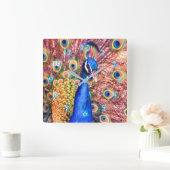 ピーコックのパワー・ショーオフ スクエア壁時計 (ホーム)