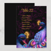 ピーコックの宝石のような色のウェディングフラワーの席次表 招待状 (正面/裏面)