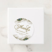 ピーコックの羽のベイビーシャワーのお礼 ワインボトル フェイバータグ (インサイチュ)