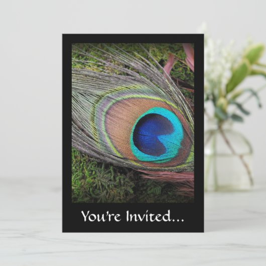 ピーコックの羽エレガントの写真豊か 招待状 (スタンド正面)