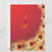 ピーコックの羽根がエレガントな赤い結婚式の招待状 招待状 (裏面)