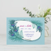 ピーコックの羽根でお知らせ 保存日付のお知らせ 招待状 (スタンド正面)