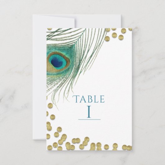 ピーコックの羽根とゴールドのボヘミアングラム テーブルナンバー (正面)