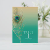 ピーコックの羽根とサンド＆テールのボヘミアンテーブルナンバー 招待状 (スタンド正面)