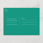 ピーコックの羽根とサンド、テールのボヘミア風Save the Date 案内ポストカード (裏面)