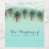 ピーコックの羽根とストリングライトのラスティックパーティーワイン ワインラベル (シングルラベル)