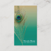 ピーコックの羽根のサンドとターコイズ ブォホ グラム エレガント 名刺 (正面)