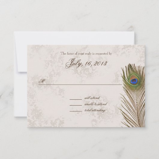 ピーコックの羽根の返信 出欠カード (正面)