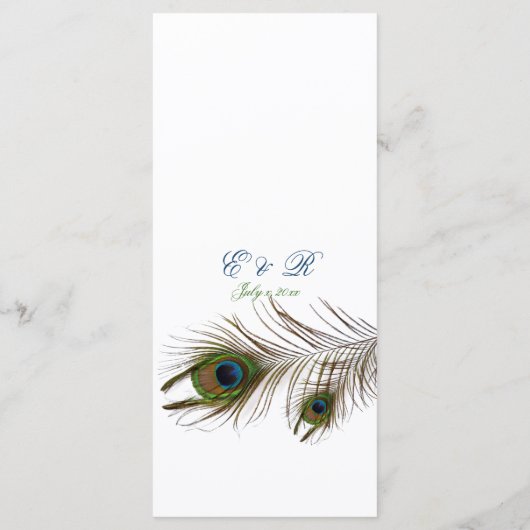 ピーコックの羽根、カスタム結婚式メニュー メニュー (裏面)