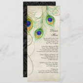 ピーコックの羽根 ブラック ダマスク 結婚式 ステーショナリー 招待状 (正面/裏面)