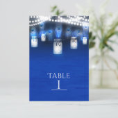 ピーコックの羽根、メイソンジャー＆ライトのテーブルナンバー 招待状 (スタンド正面)