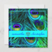 ピーコックの羽毛/アクア/ターコイズ, 「説明」を参照 招待状 (正面)