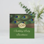 ピーコックの羽(は)根(ね)50歳誕生日パーティーの招待 招待状 (スタンド正面)