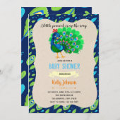 ピーコックの赤ちゃんシャワーの招待状 サンキューカード (正面/裏面)