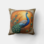 ピーコックの黄金の光の羽 クッション (裏面)