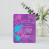 ピーコックをテーマにしたパープル結婚のリハーサルディナー 招待状 (スタンド正面)