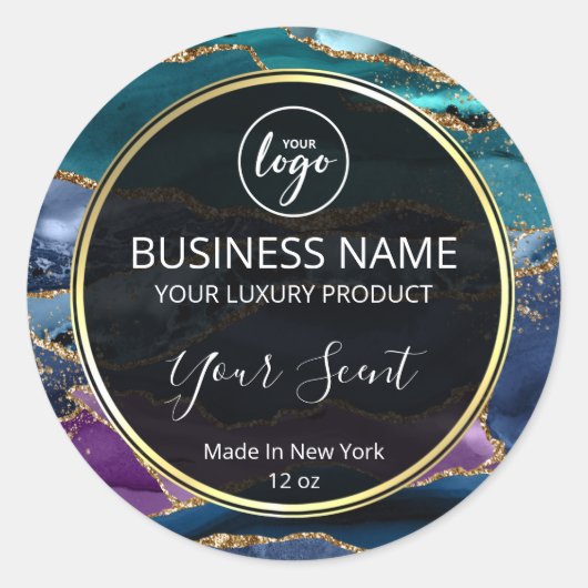 ピーコックアゲート深い鮮やか体バターラベル ラウンドシール (正面)