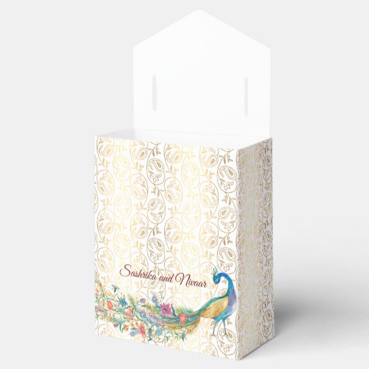 ピーコックアラビアパターンインディアン結婚式の引き出物ギフト フェイバーボックス (オープン)