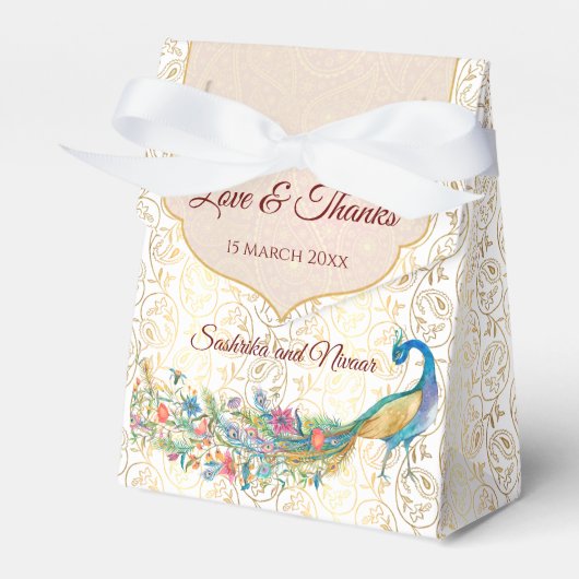 ピーコックアラビアパターンインディアン結婚式の引き出物ギフト フェイバーボックス (正面サイド)