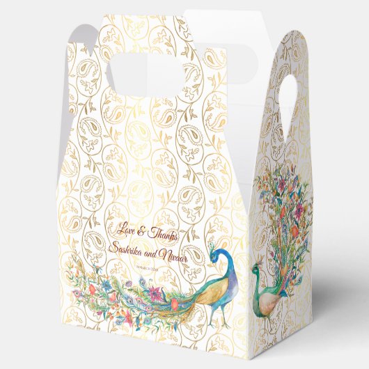 ピーコックアラビアパターンインディアン結婚式の引き出物ギフト フェイバーボックス (オープン)