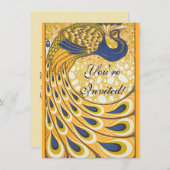 ピーコックアンティークヴィンテージ カラフル 招待状 (正面/裏面)