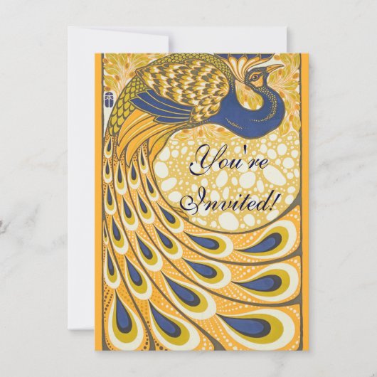 ピーコックアンティークヴィンテージ カラフル 招待状 (正面)