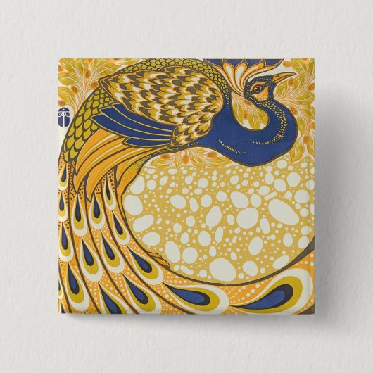 ピーコックアンティークヴィンテージ カラフル 缶バッジ (正面)