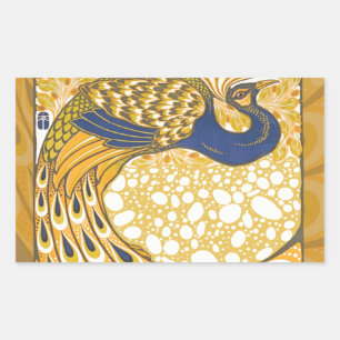 ピーコックアンティークヴィンテージ カラフル 長方形シール