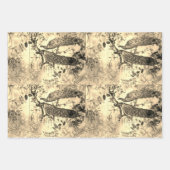 ピーコックアンドピンクマグノリアフラワーヴィンテージエフェメラ ラッピングペーパーシート (正面3)